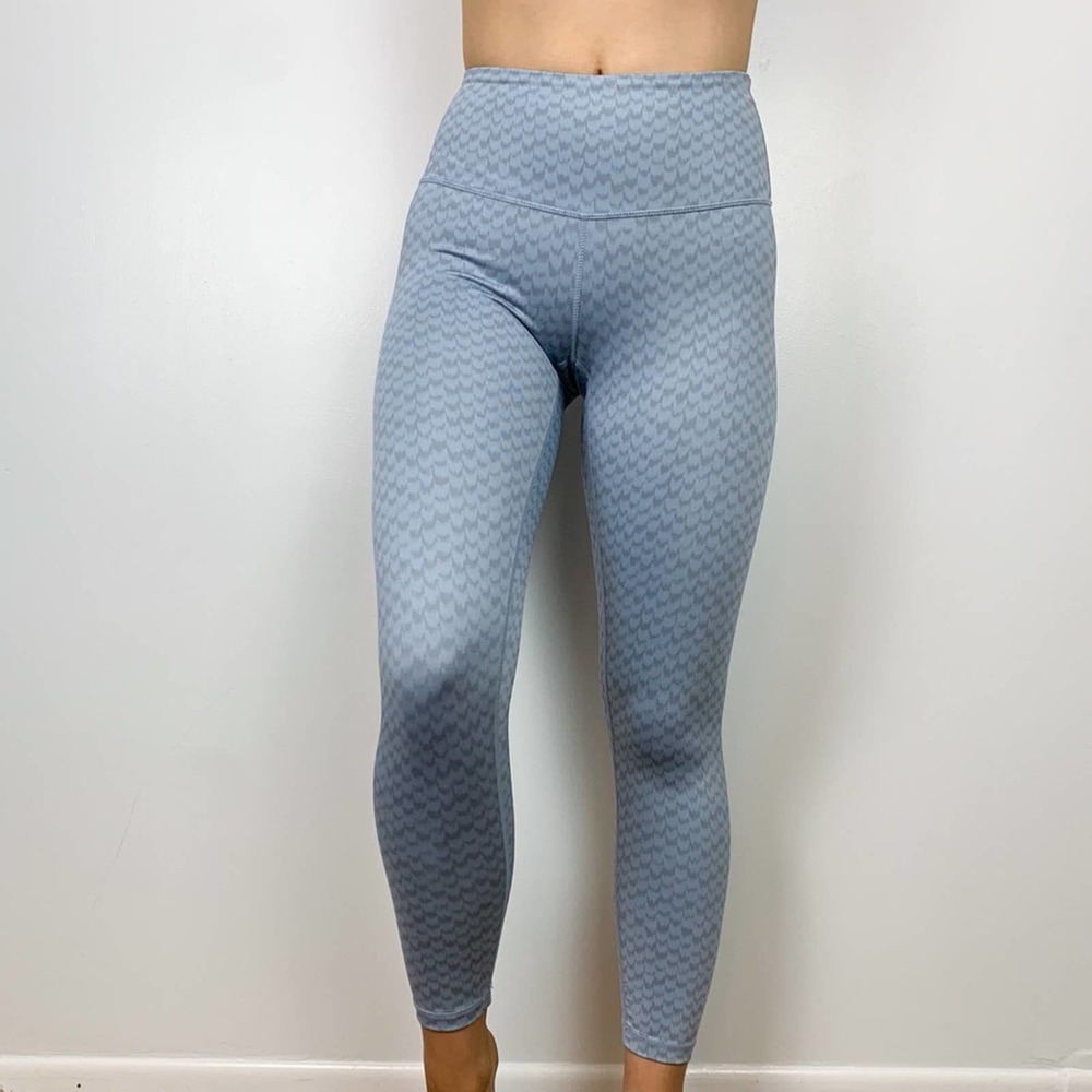 Zella Blue & Grey Print 7/8 Ankle Length Leggings High Waist Size Extra Small